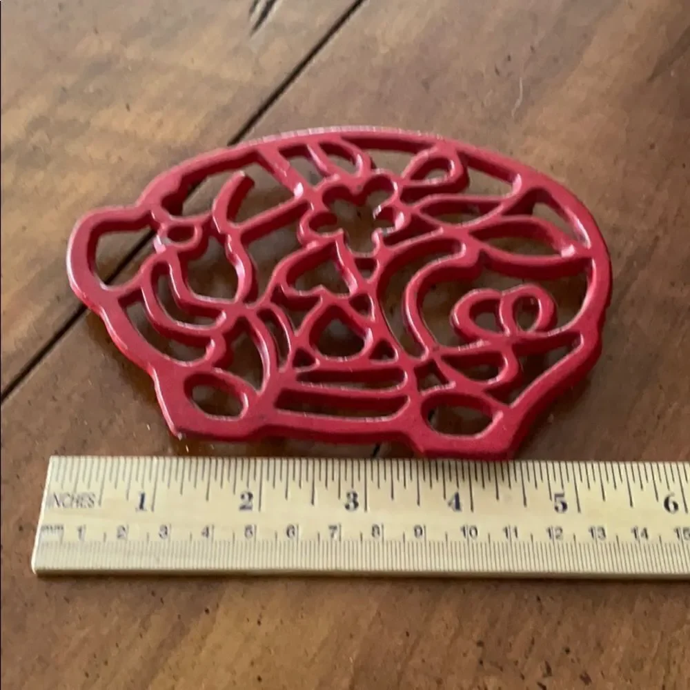 Vintage Red Iron Pig Trivet